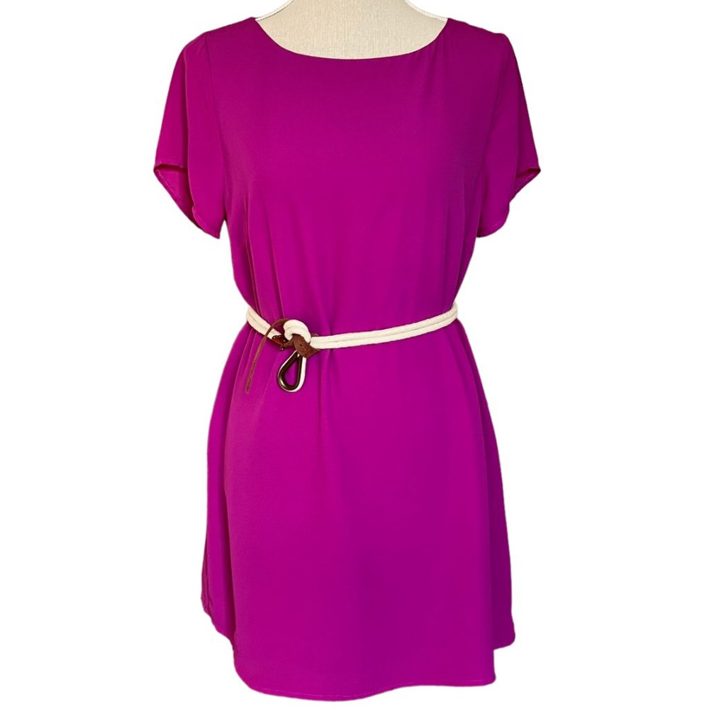 Olivaceous Minimalist Majenta Purple Pink Mini Shift Dress Size Large